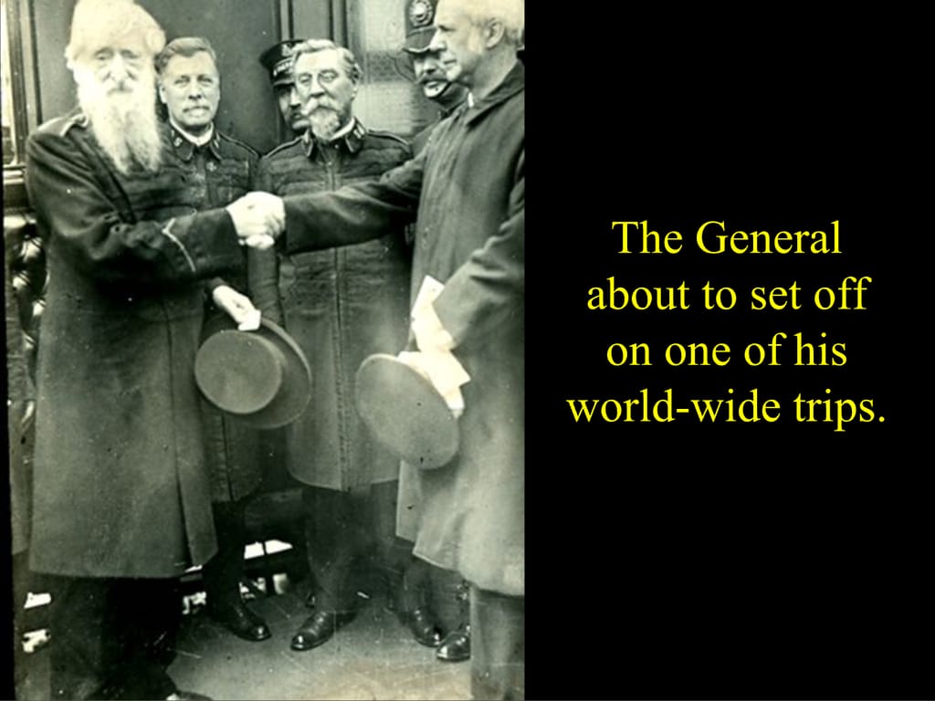 The General about to set off on one of his world-wide trips.