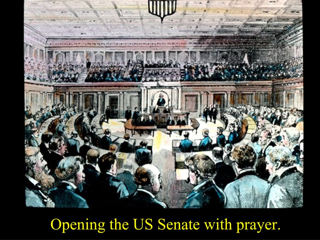 Opening the US Senate with prayer.