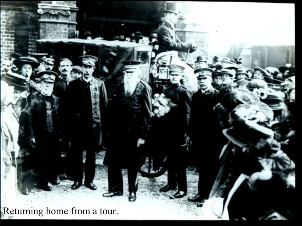 Returning home from a tour.