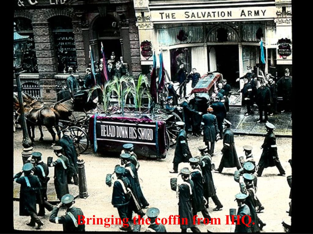 Bringing the coffin from IHQ.